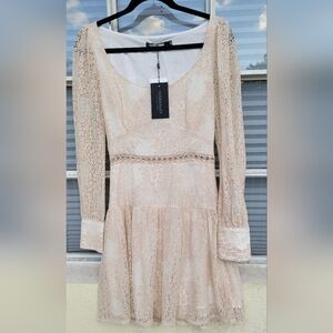 Fashion Union beige Lace Mini Dress - Size 6